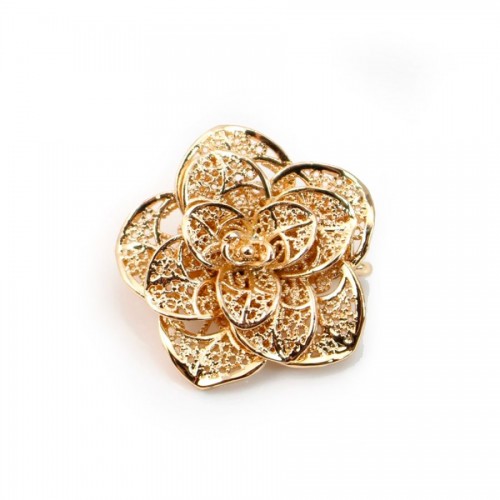 Fleur intercalaire dorée sur laiton 24mm x 1pc