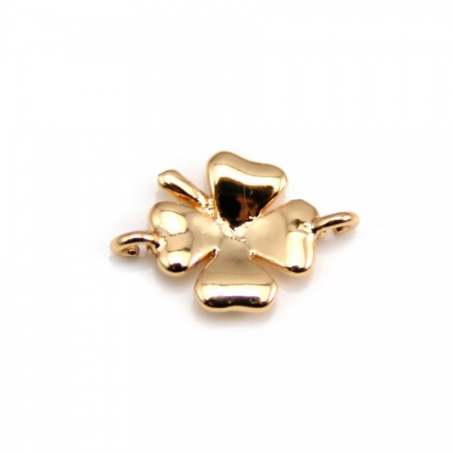 Intercalary clover by "flash" gold on brass 8x11mm x 4pcs