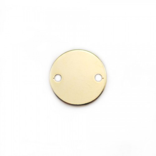 Intercalaire de forme ronde 2 trous, dorée sur laiton 12mm x 4pcs