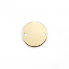 Intercalaire de forme ronde 2 trous, plaquée par "flash" or sur laiton 12mm x 4pcs