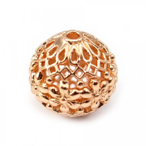 Boule ajourée  Plaquée par "flash" or sur laiton 14mm x 1pc