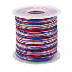 Fil polyester multicolore ton bleu rouge 0.8 mm x 100m