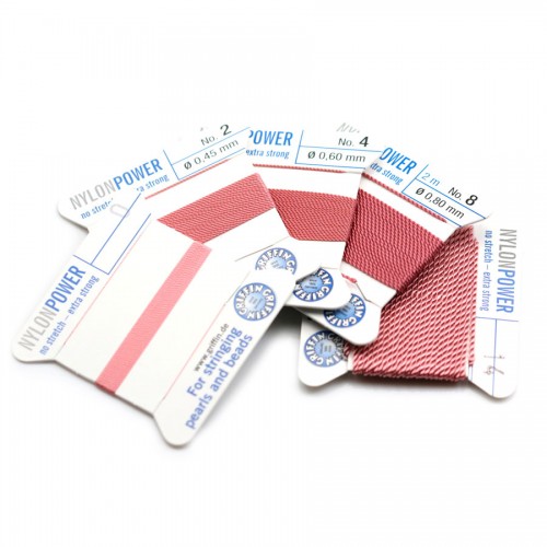 Fil power nylon avec aiguille inclus, de couleur rose foncé x 2m