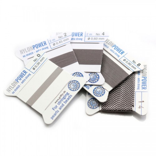 Nylon power wire with needle included, in gray color x 2m