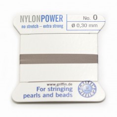 Fil power nylon avec aiguille inclus, de couleur grise x 2m