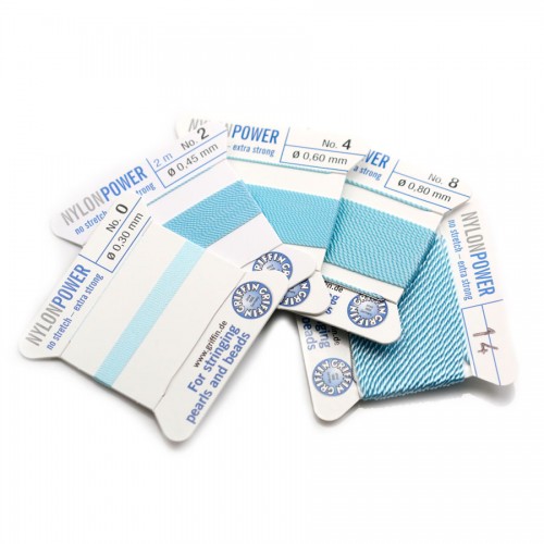 Nylon power wire with needle included, in turquoise color x 2m