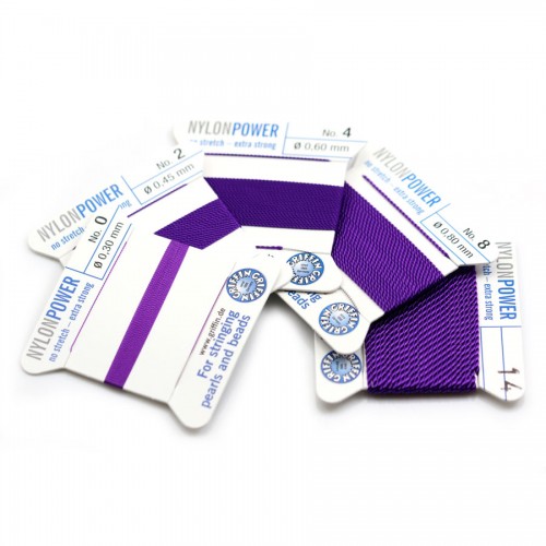 Fil power nylon avec aiguille inclus, de couleur violette x 2m
