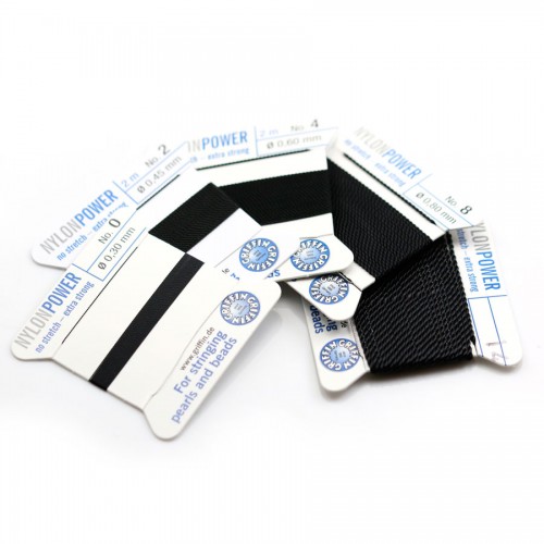 Nylon power wire with needle included, in black color x 2m