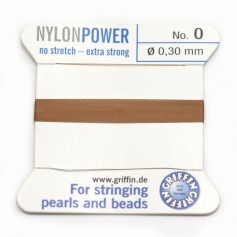 Fil power nylon avec aiguille inclus, de couleur beige x 2m