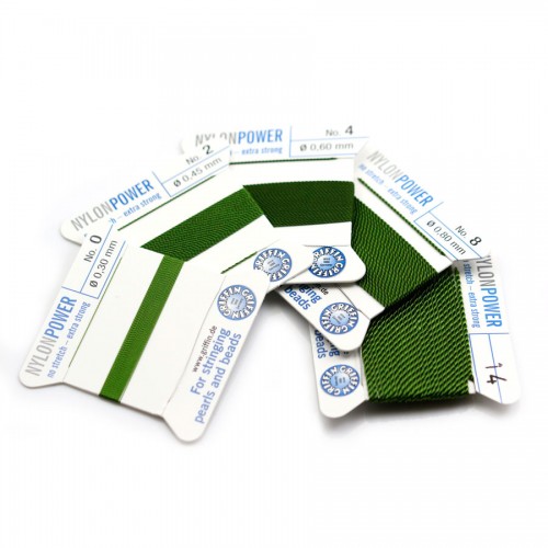 Fil power nylon avec aiguille inclus, de couleur olive x 2m