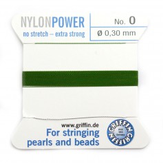 Fil power nylon avec aiguille inclus, de couleur olive x 2m