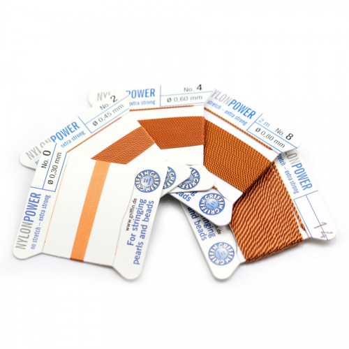 Fil power nylon avec aiguille inclus, de couleur cornaline x 2m