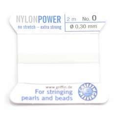 Fil power nylon avec aiguille inclus, de couleur blanc x 2m
