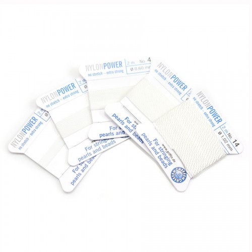 Fil power nylon avec aiguille inclus, de couleur blanc x 2m
