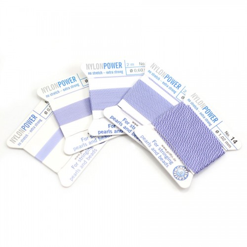 Fil power nylon avec aiguille inclus, de couleur lilas x 2m