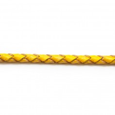 Cordon cuir tressé dorée claire 3.0mm x 50cm