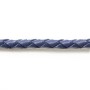 Cordon cuir tressé bleu guède 4.0mm x 50cm