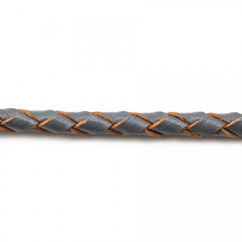 Midnight bleu Braided leather cord 3.0mm  x 50cm