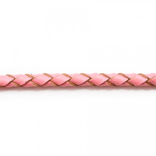 Cordon cuir tressé Rose 3.0mm x 50cm