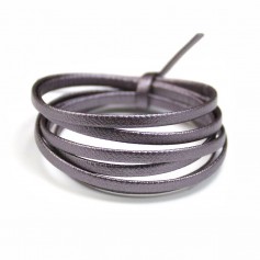 Cuir synthétique, de forme plate, de couleur prune irisé, 3mm x 90cm
