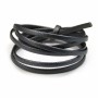Synthetic leather, in flat shape, in black color, 3mm x 90cm