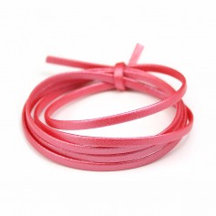 Synthetic leather, in flat shape, in dark pink color, 3mm x 90cm