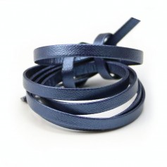 Cuir synthétique, de forme plate, de couleur bleu irisé, 5mm x 90cm