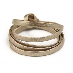Synthetic leather, in flat shape, in champagne color, 5mm x 90cm