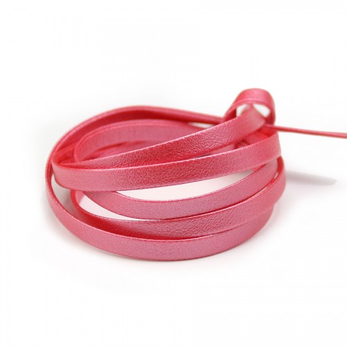 Cuir synthétique, de forme plate, de couleur rose foncé, 5mm x 90cm