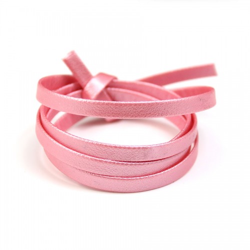 Cuir synthétique, de forme plate, de couleur rose claire 5mm x 90cm