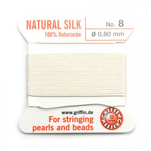 Silk bead cord 0.8mm white x 2m