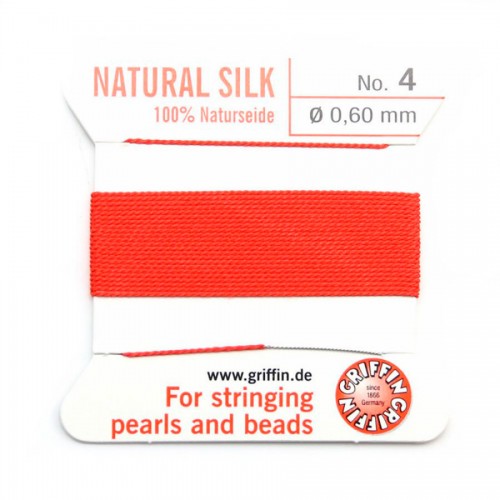 Fil de soie 0.6mm corail x 2m