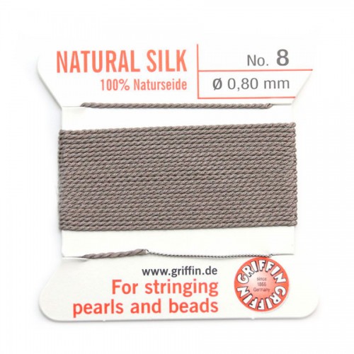 Silk bead cord 0.8mm gray x 2m