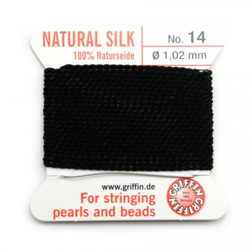 Silk bead cord 1.02mm black x 2m