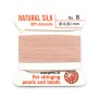 Fil de soie 0.8mm attaché à une aiguille rose pâle x 2m