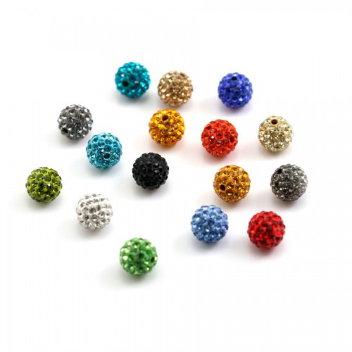 Round faceted glass set in golden metal 12.5mm x 1pc