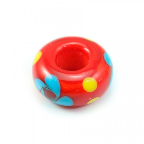 Pandora design fleur red&bleu&yellow x1pc