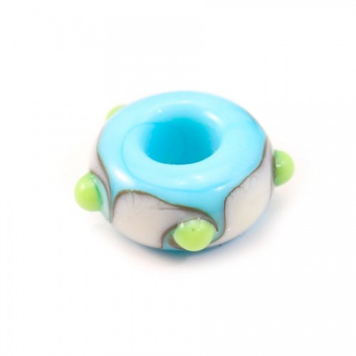 Pandora verre  5 angles bleu&vert&blanc x 1pc