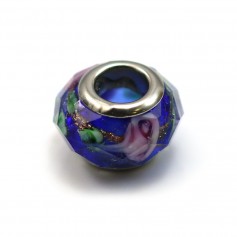 Pandora verre bleu&blanc 13.9mm x1pc
