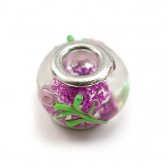 Pandora verre rose 14mm x 1pc