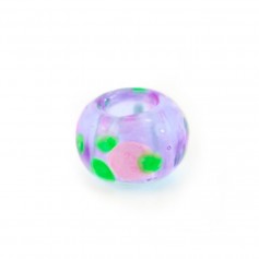 Pandora verre azurin & vert & violet 14mm x 1pc