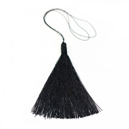 Imitation silk black pompon 40mm x 1pc