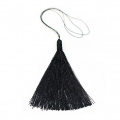 Imitation silk black pompon 40mm x 1pc