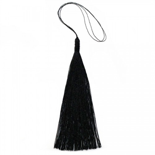 Pompon imitation soie noir 80mm x 1pc