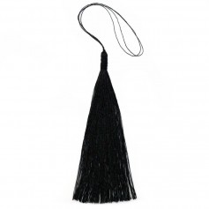 Pompon imitation soie noir 80mm x 1pc