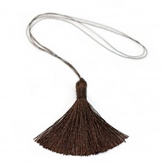 Pompon imitation soie bleu marine 40mm x 1pc