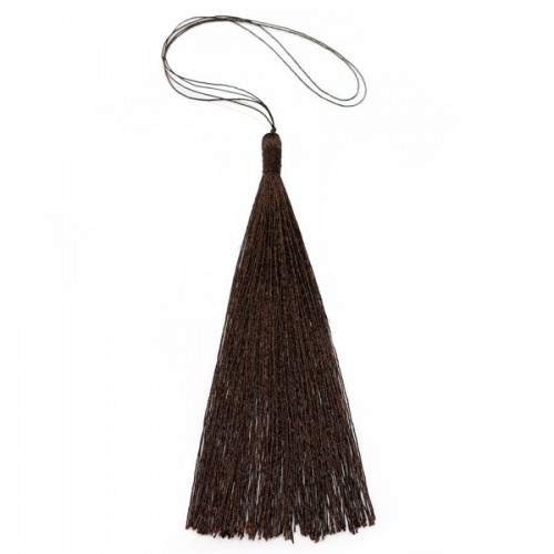 Pompon imitation soie marron 80mm x 1pc