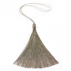 Pompon imitation soie kaki 40mm x 1pc