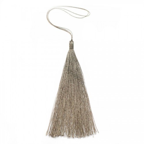 Imitation silk khaki pompon 80mm x 1pc