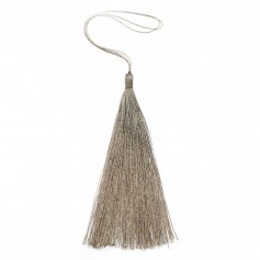 Pompon imitation soie kaki 80mmx 1pc